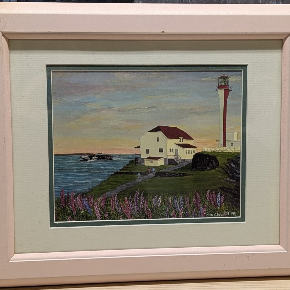 Seascape Lighthouse Acrylic Painting Reproduction 1999 Ann Clow Signed Yarmouth